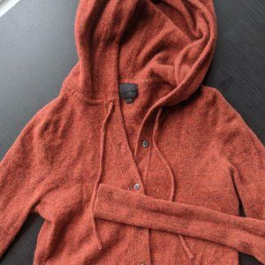 J Crew Rust/Orange-Red Cashmere (100%) Hoodie XXS